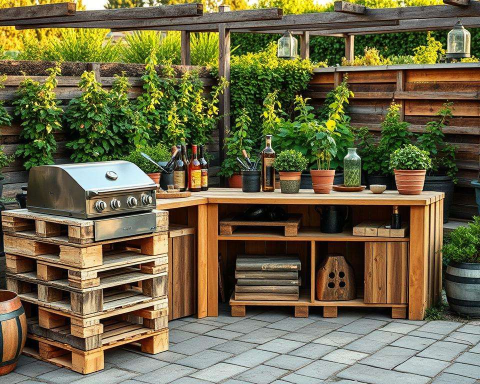 Gartenküche selber bauen aus Europaletten