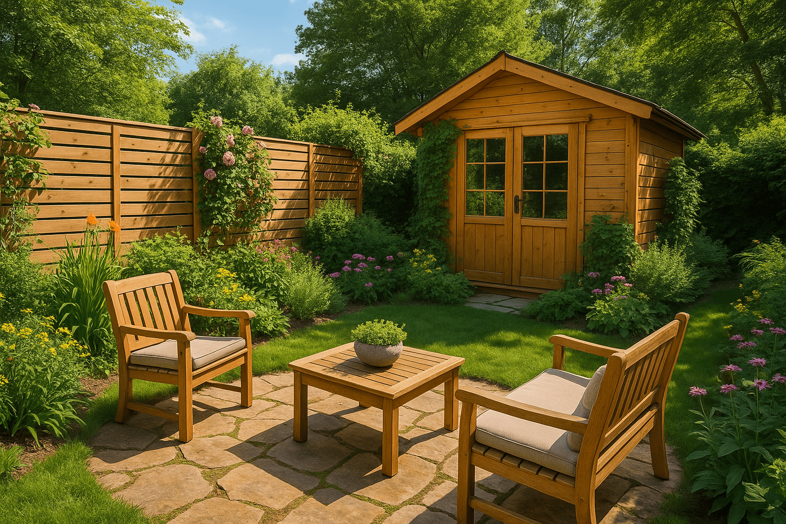 Natürlicher Rückzugsort: Gartenplanung – Sichtschutzzaun, Holz-Gartenhaus & Co.