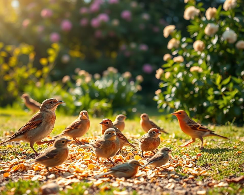 Gartenvögel und Haferflocken