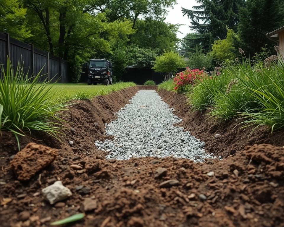 Gartenweg Unterbau Vorbereitung