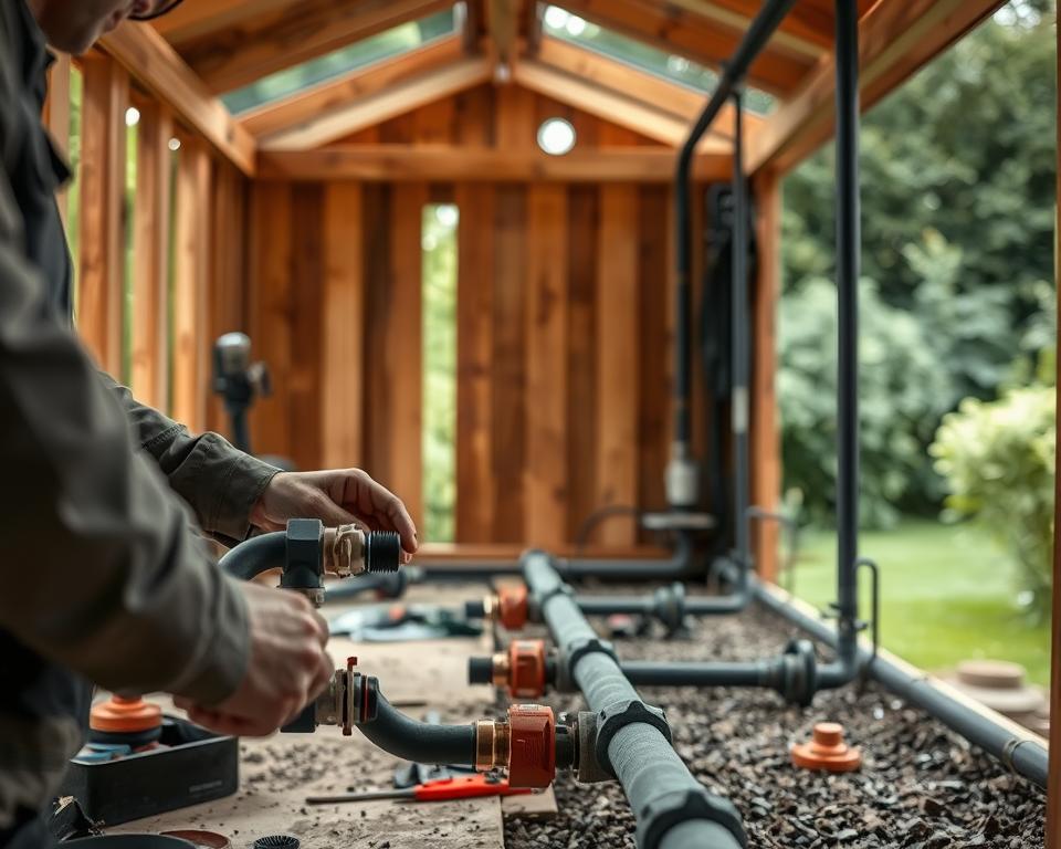 Gasleitungen verlegen im Gartenhaus