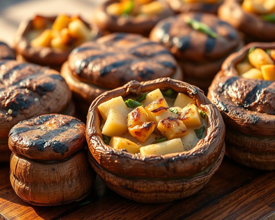Gefüllte Grillchampignons mit verschiedenen Füllungen