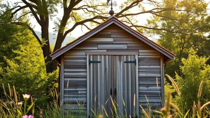 Geräteschuppen mit überlappender Holzverschalung