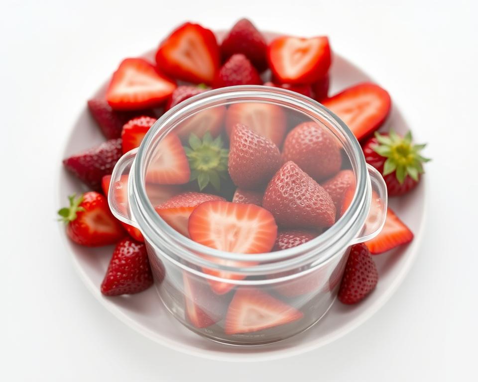 Geschnittene Erdbeeren aufbewahren