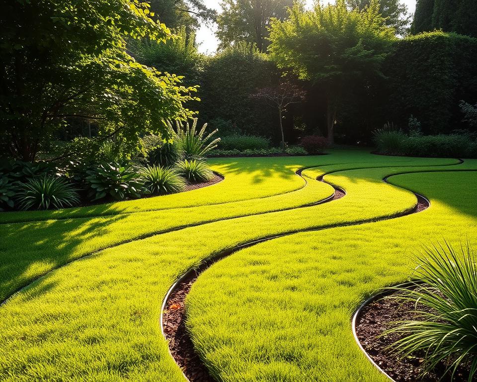 Geschwungene Rasenkanten im Garten