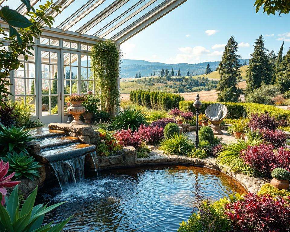 Gestalterische Akzente Gewächshaus Garten