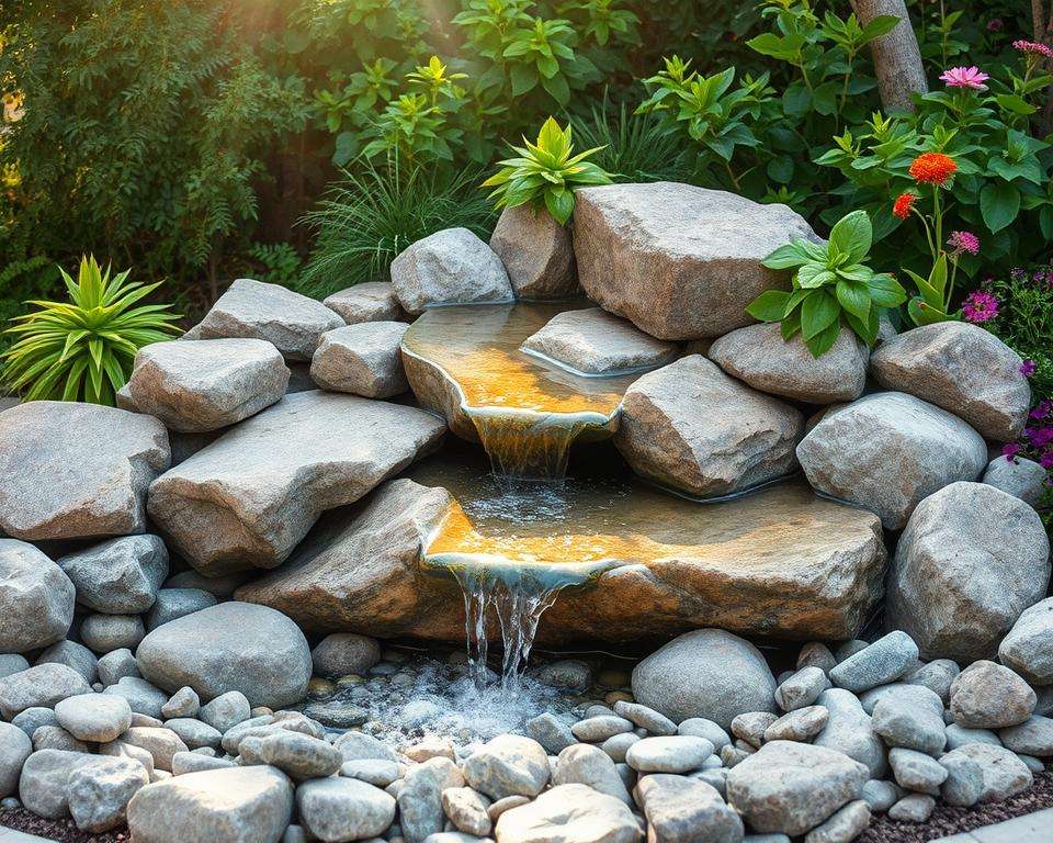 Gestaltung Gartenbrunnen Steine