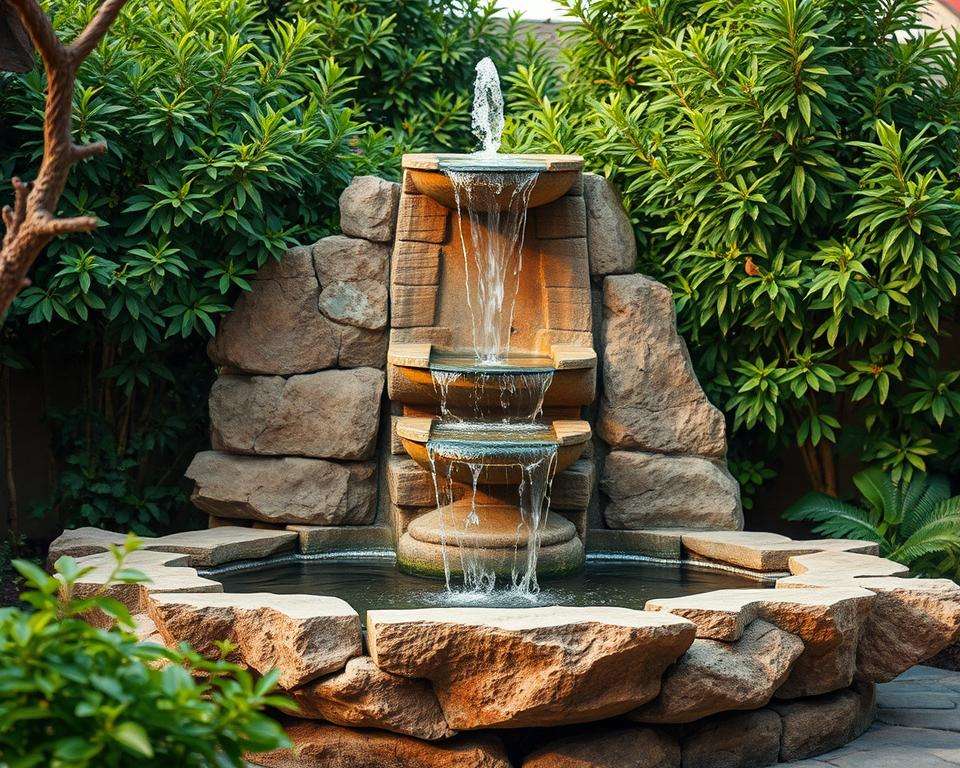 Gestaltung Gartenbrunnen mit Naturstein