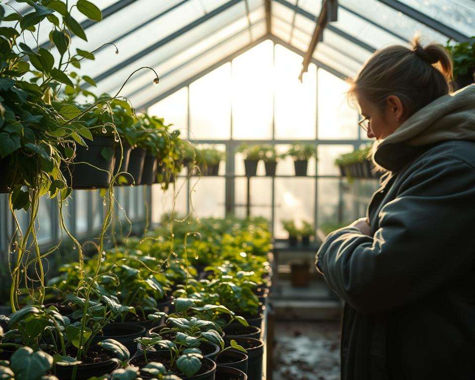 Gewächshaus Pflege im Winter