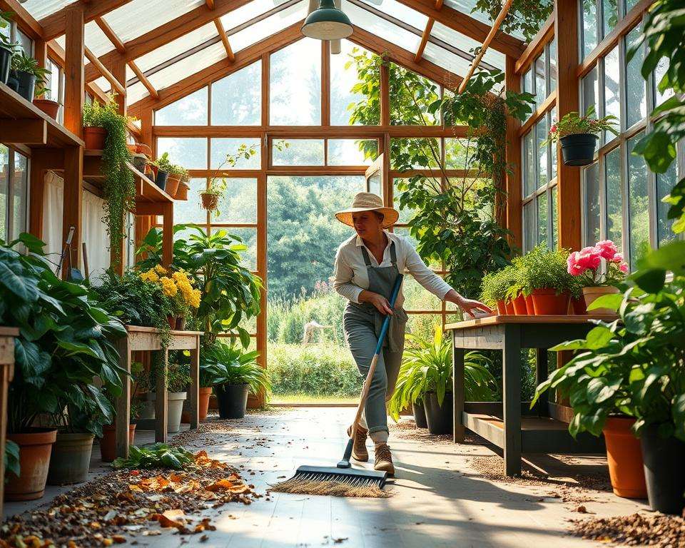 Gewächshaus Reinigung