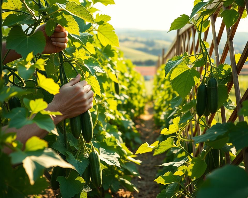 Gurkenpflege im Freiland