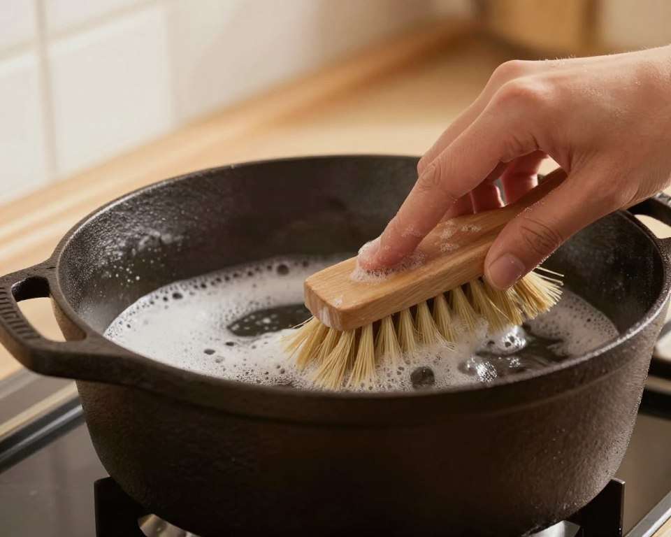 Gusseiserne Töpfe reinigen