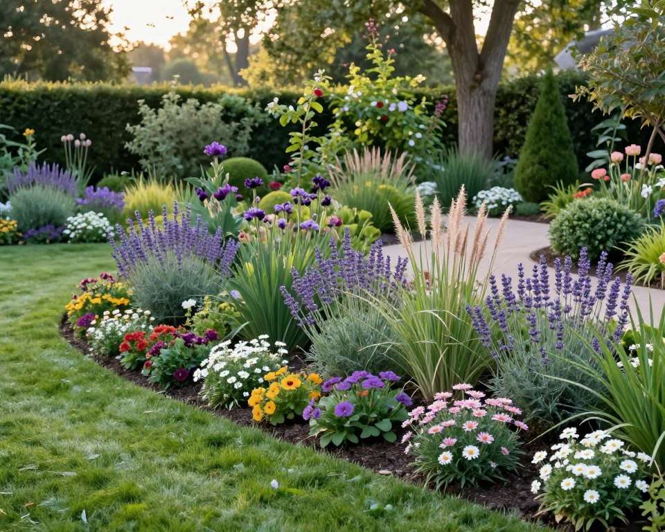 Harmonische Gartenrandbepflanzung