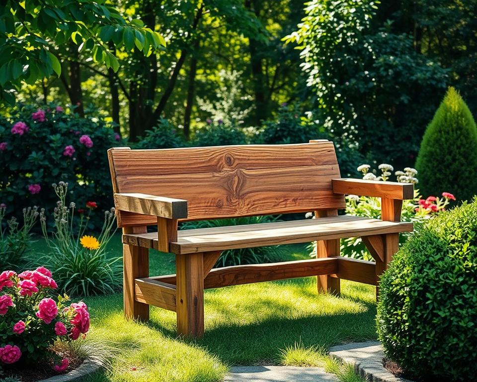 Holzbank selber bauen im Garten