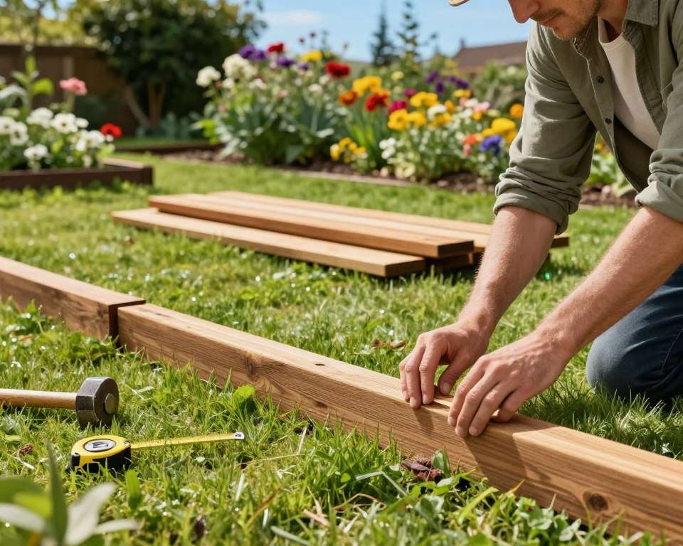 Holzrasenkante installieren