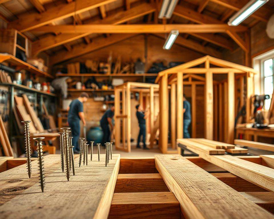 Holzschuppen Bau Befestigungstechniken