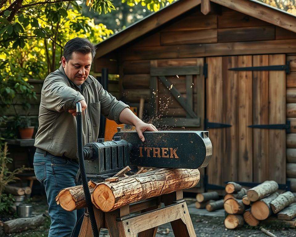 Holzspalter im Einsatz