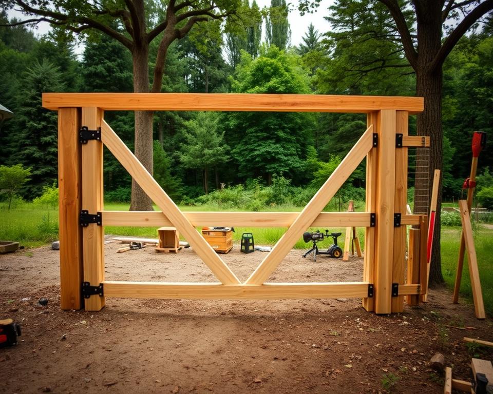 Holztor Konstruktion Schritt für Schritt