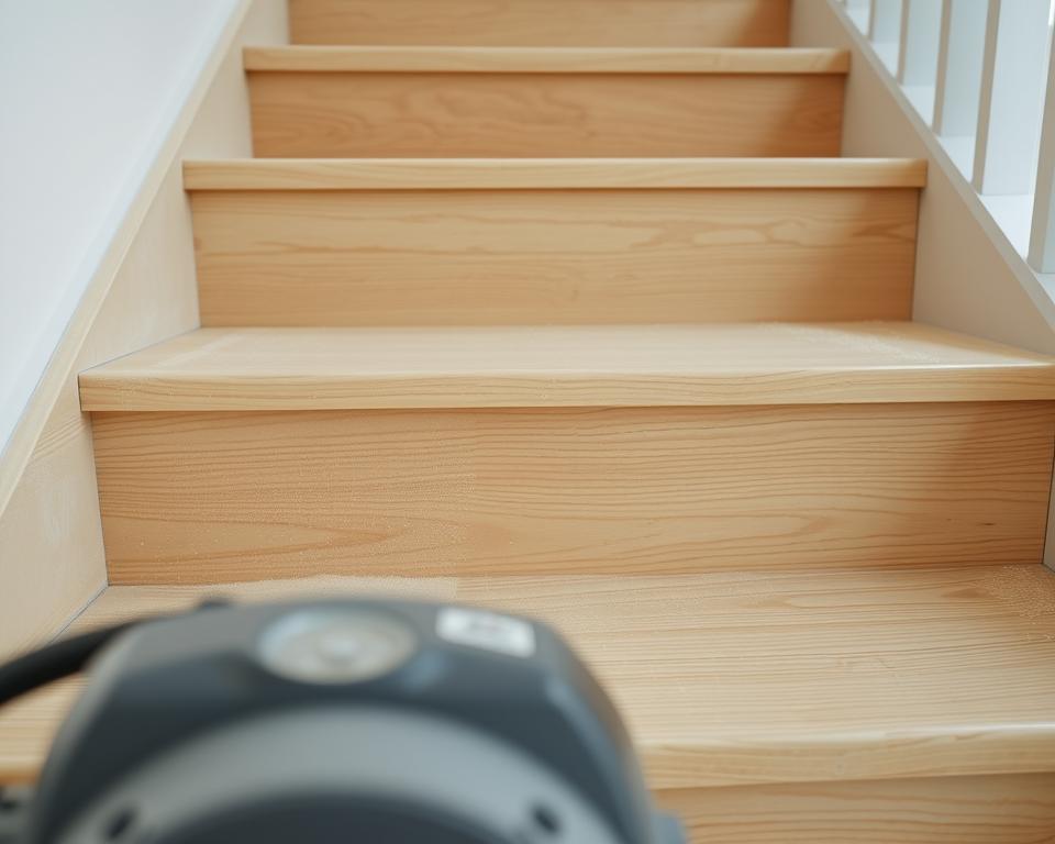 Holztreppe Schleifprozess