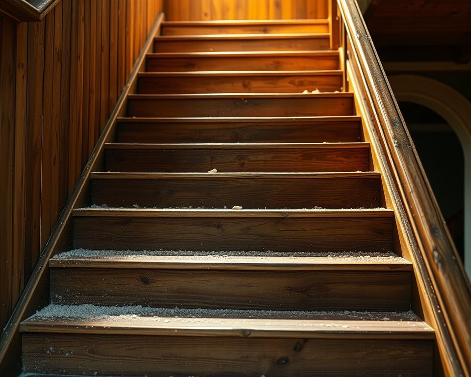 Holztreppe Vorbereitung zum Abschleifen