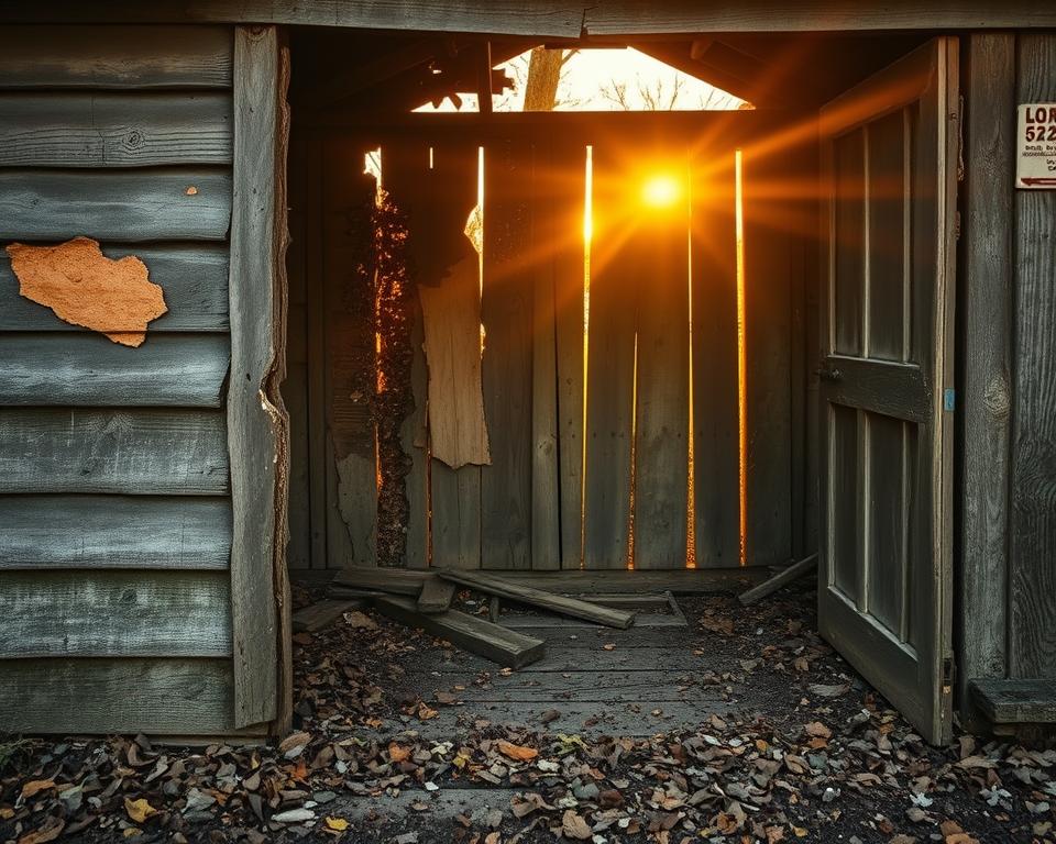 Holzwurm-Symptome im Gartenhaus