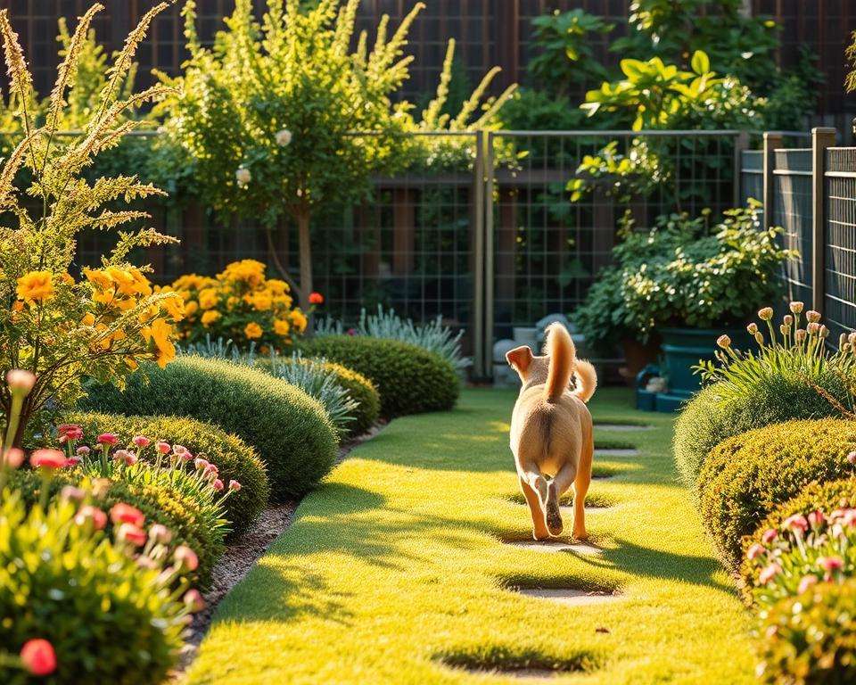 Hund im sicheren Garten