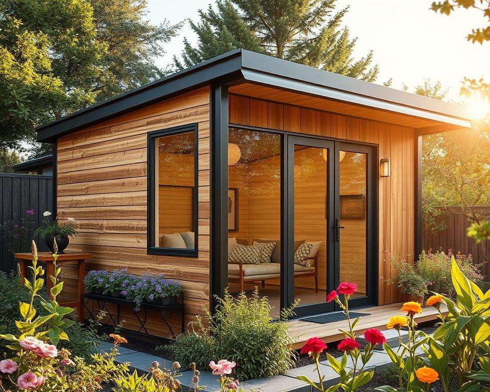 Hybridkonstruktion Metall Holz Gerätehaus