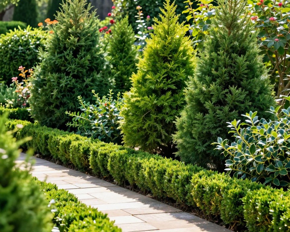 Immergrüne Sträucher im Garten