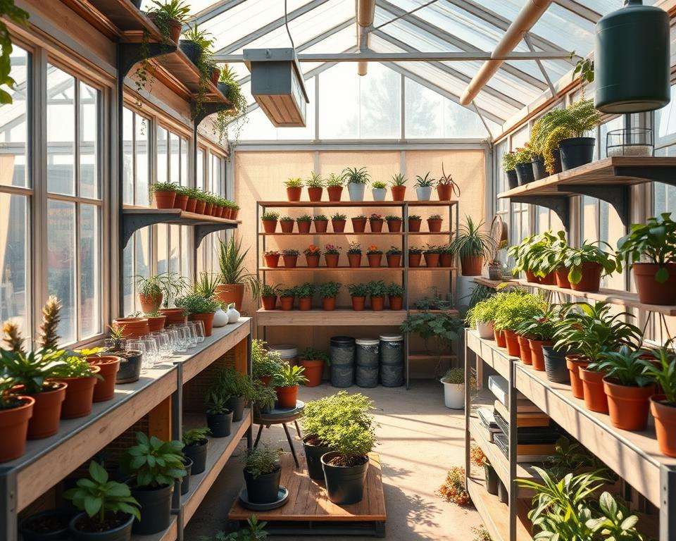 Innenraumgestaltung Organisation Gewächshaus