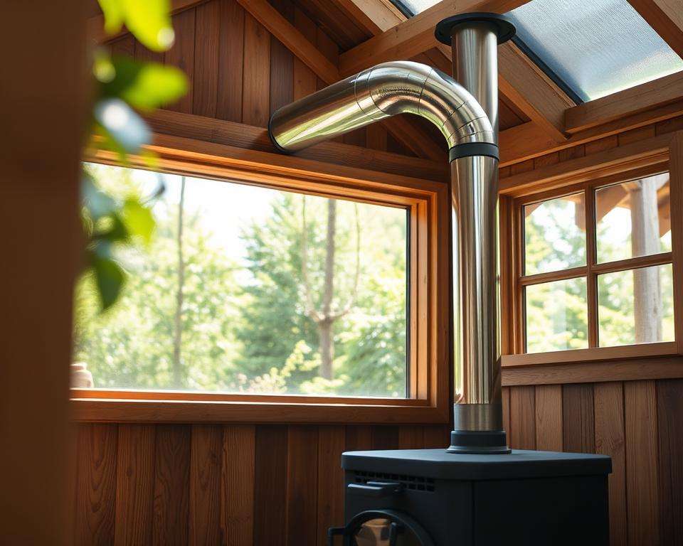 Kaminrohr Installation Gartenhaus