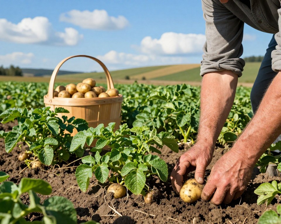 Kartoffelernte bei optimalen Wetterbedingungen