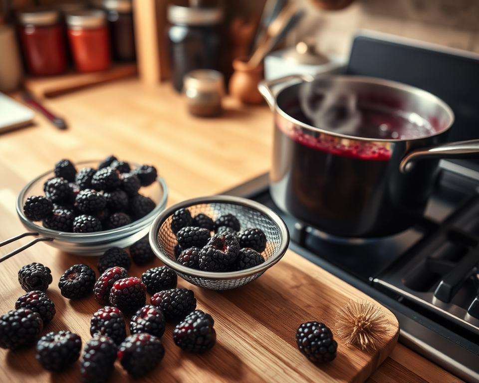 Kernfreie Brombeermarmelade Zubereitung