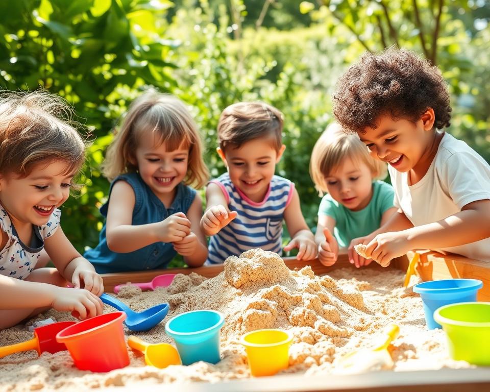 Kinder spielen kreativ im Sandkasten