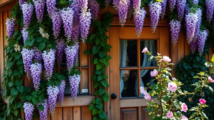 Kletterpflanzen am Gartenhaus aus Holz: So geht’s richtig