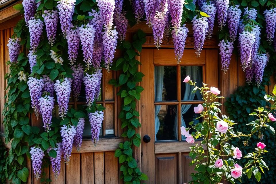 Kletterpflanzen am Gartenhaus aus Holz: So geht’s richtig Kletterpflanzen am Gartenhaus aus Holz: So geht’s richtig