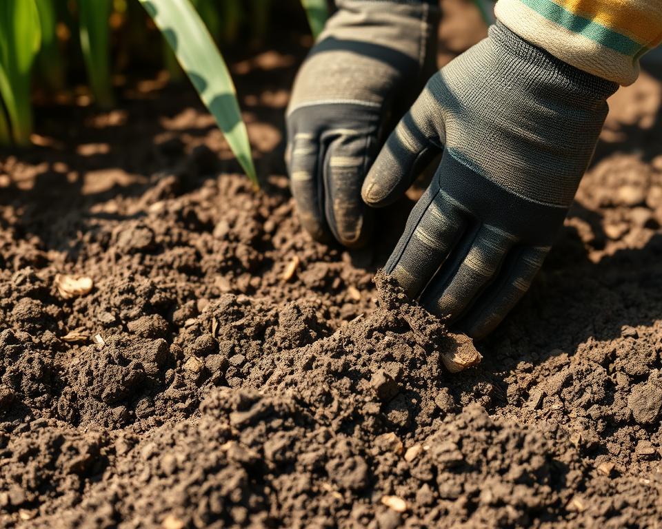 Knoblauch Bodenvorbereitung Gartenboden