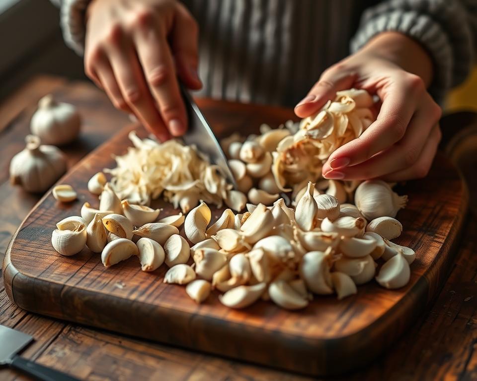 Knoblauch vorbereiten für das Einfrieren