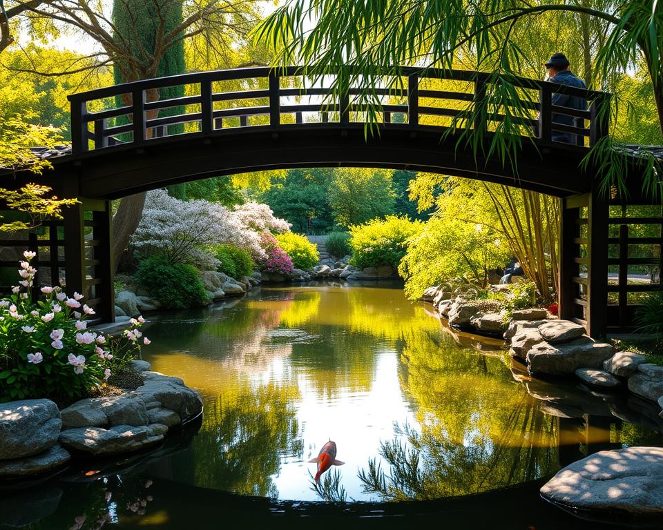 Koi-Teich im asiatischen Gartenstil