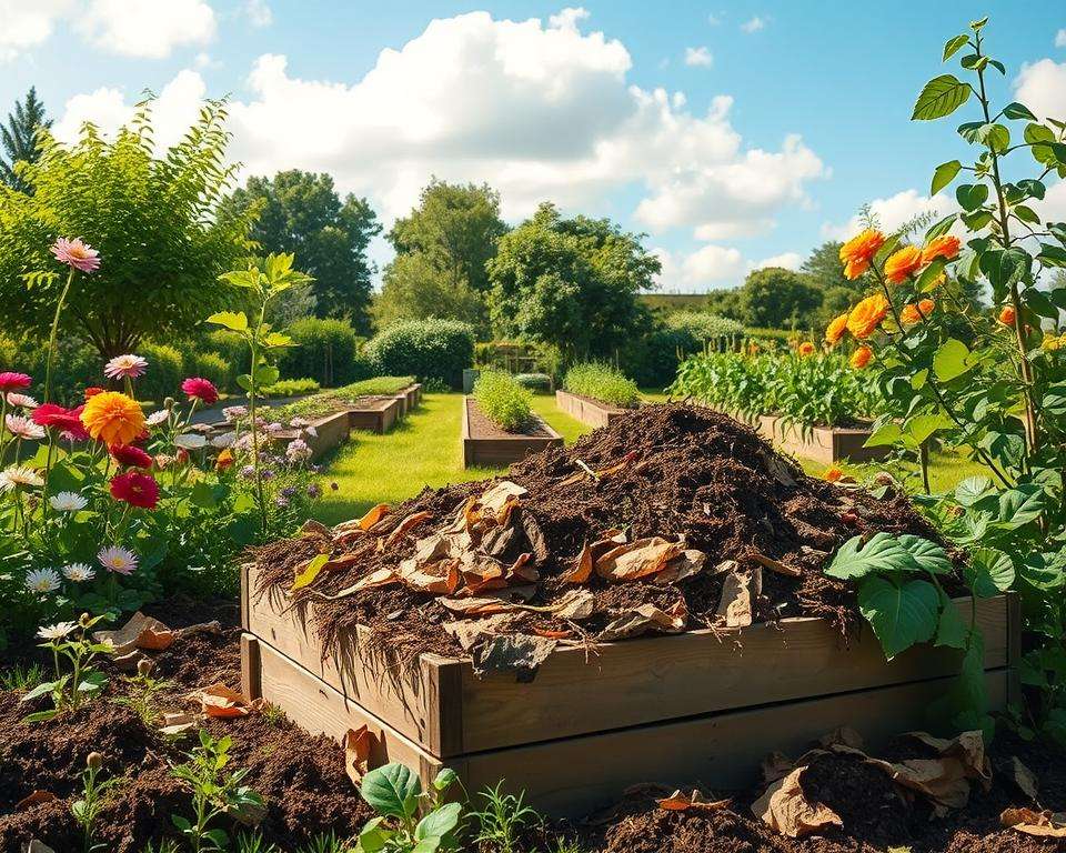 Kompostmaterialien im Garten