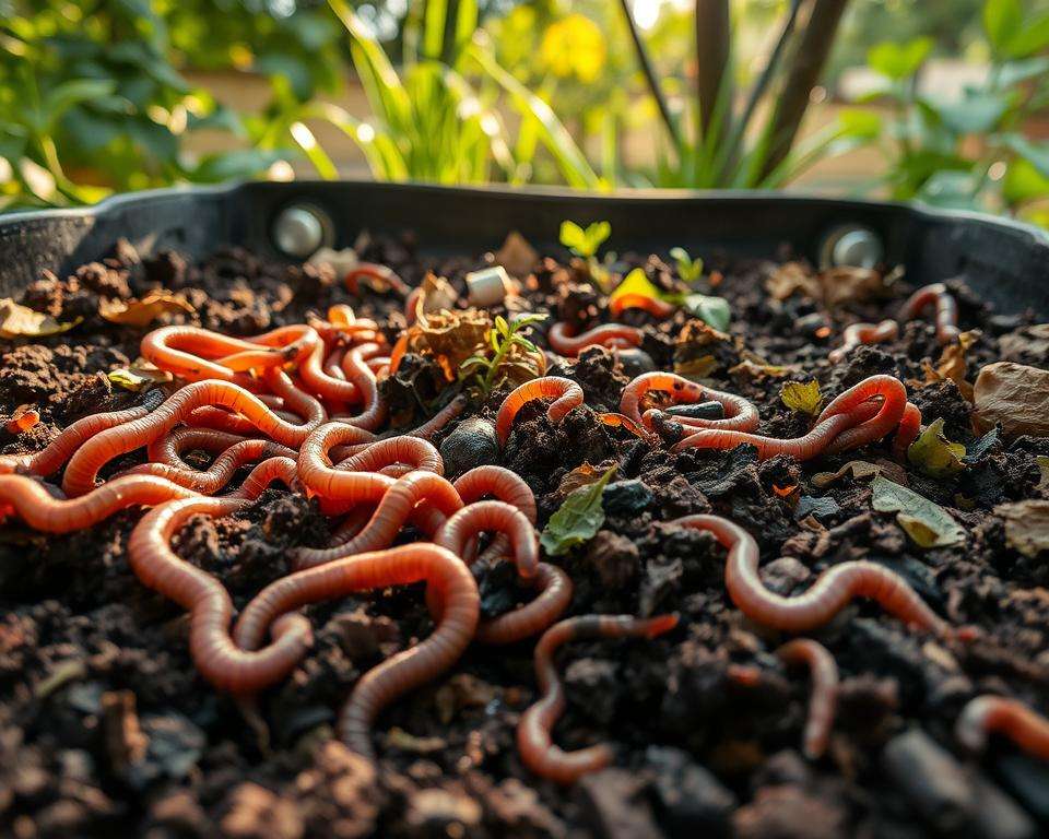 Kompostwürmer in Wurmkiste