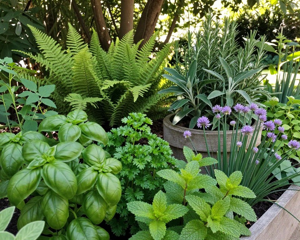 Kräuter im Halbschatten