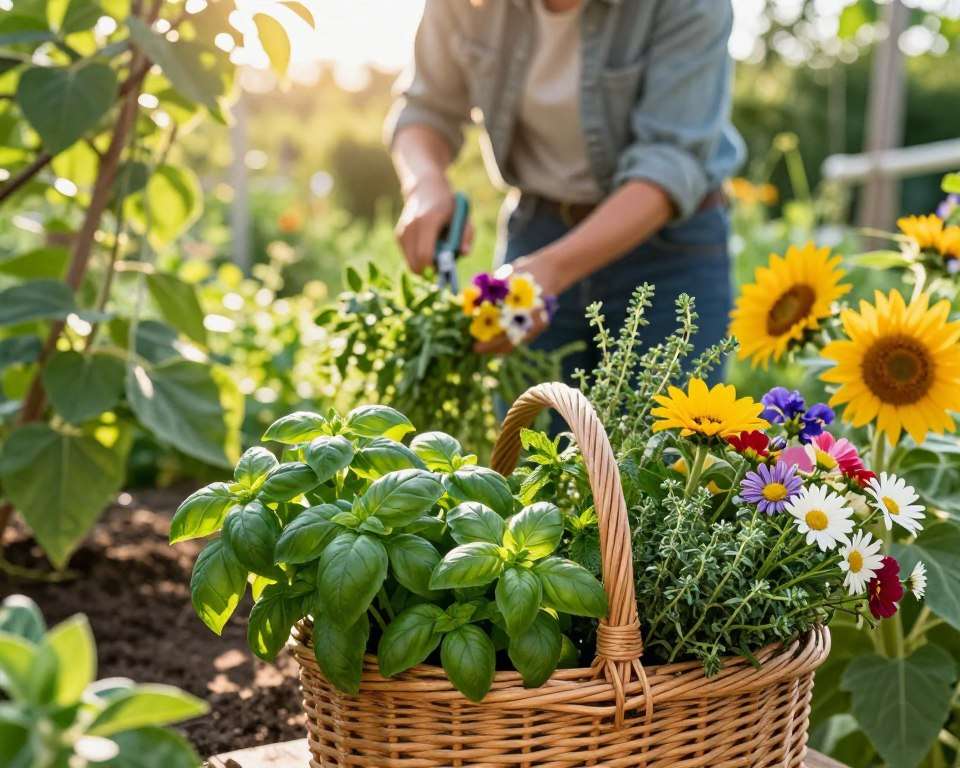 Kräuterernte und Blumenschnitt
