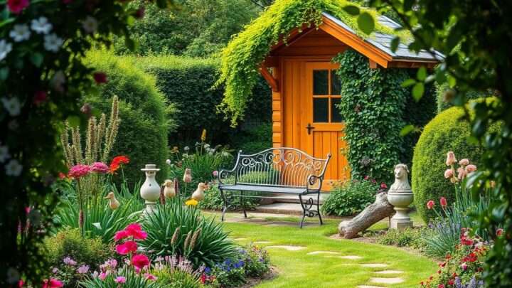 Kreative Garten-Design-Ideen rund um ein Gartenhaus