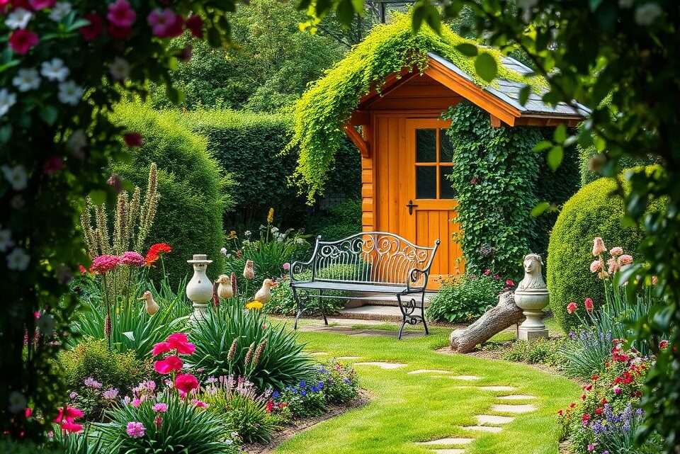 Kreative Garten-Design-Ideen rund um ein Gartenhaus