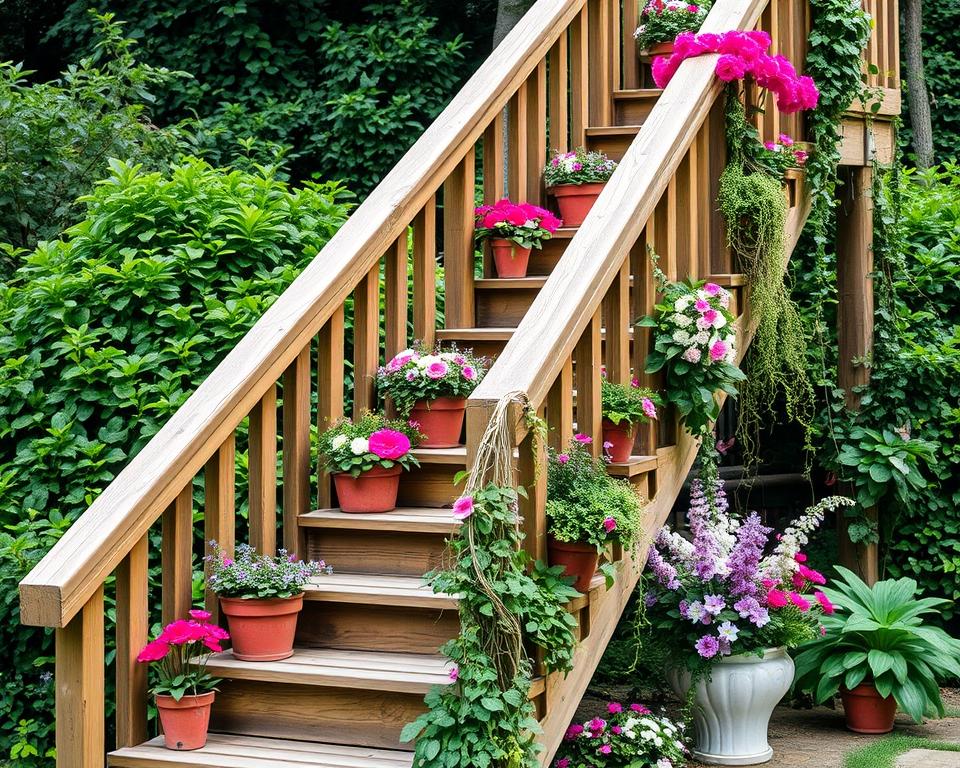 Kreative Gartendekoration Holztreppe