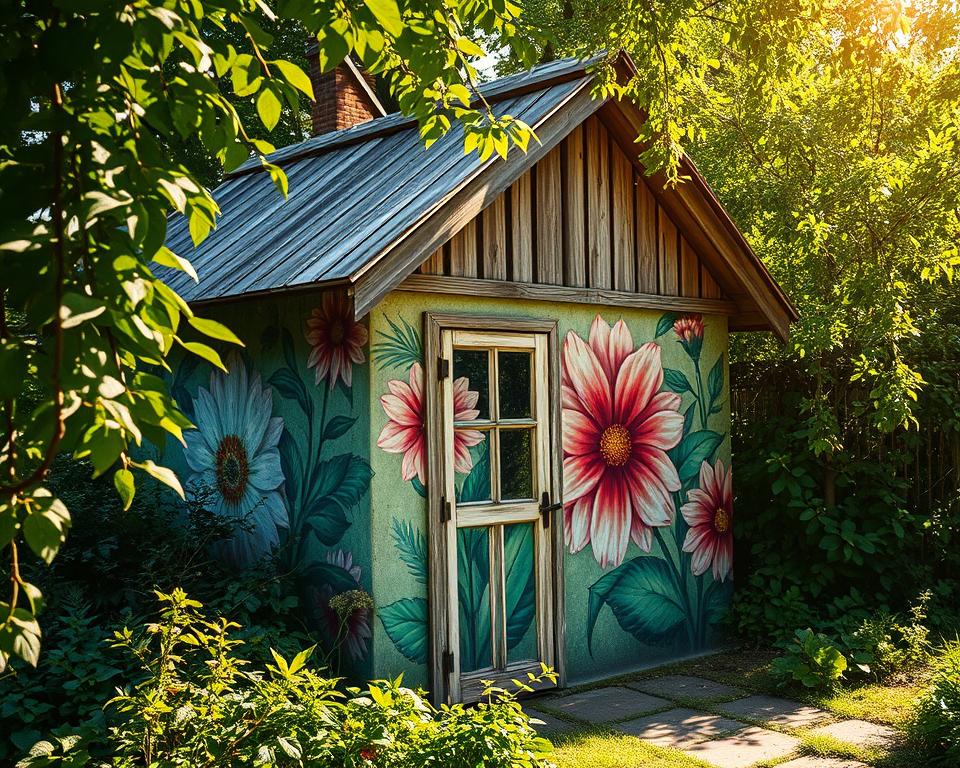 Kreative Wandgestaltung Gartenhaus