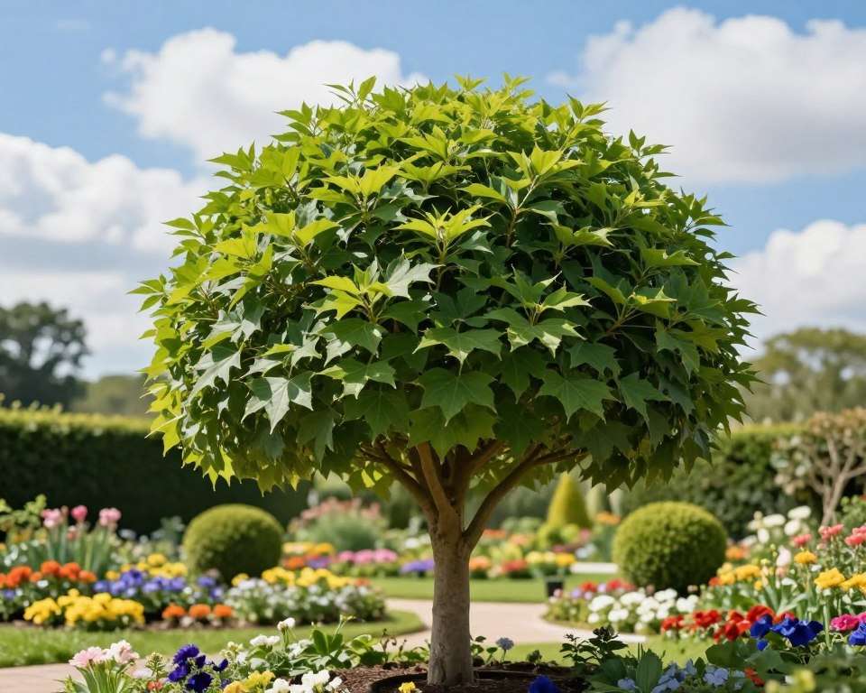 Kugelbaum im kompakten Garten