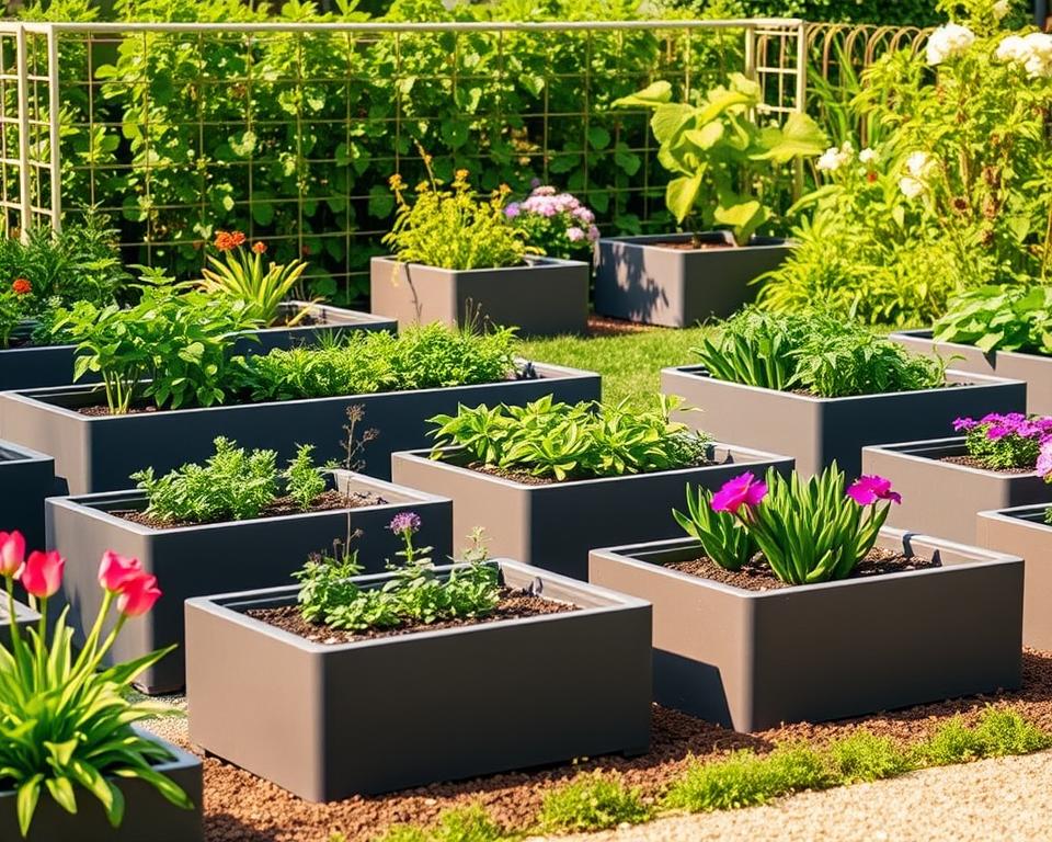 Kunststoff-Hochbeete im Garten