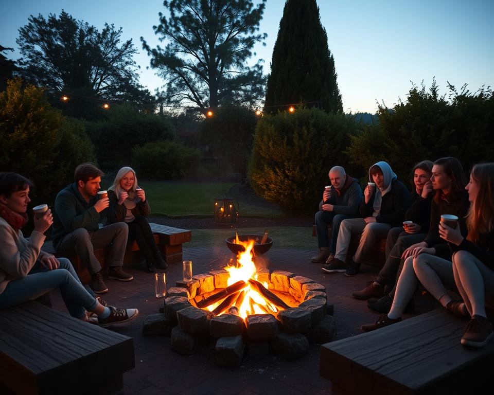 Lagerfeuer Aktivitäten im Garten
