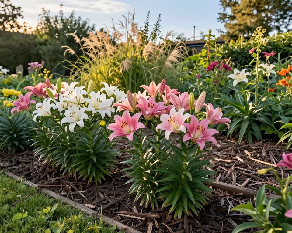 Lilien Mulchschicht Witterungsschutz